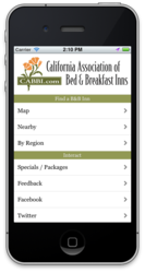 The CABBI California Inns/B&Bs app is available free for iPhones in the App Store.
